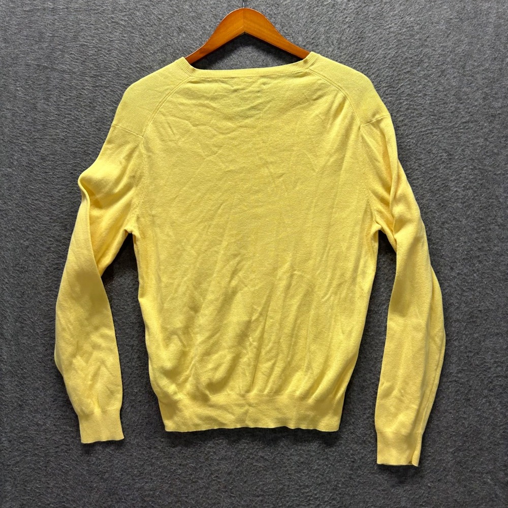 Polo Ralph Lauren Mens Yellow Pima Cotton V-Neck Sweater Size M Embroidered Pony - Picture 3 of 9